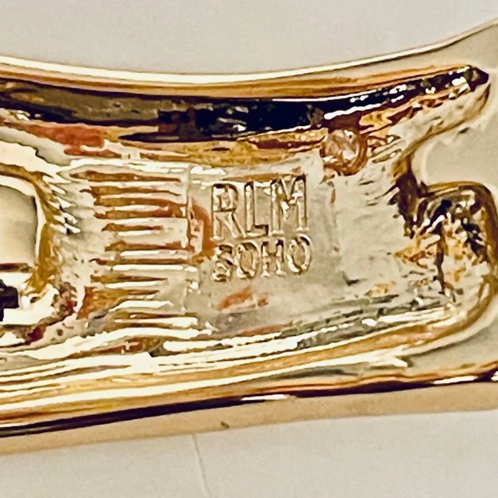 NWT Robert Lee Morris 2 Tone Gold/ Silver Criss Cross Cuff Hinge Bangle Bracelet